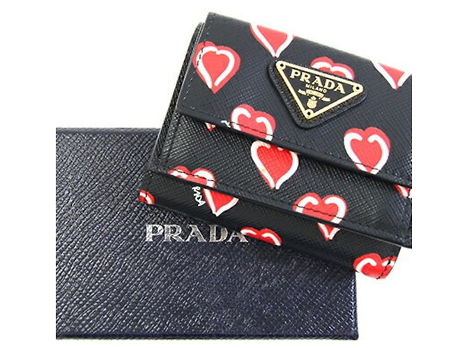 Prada Tri-fold Wallet Black Red - view 7