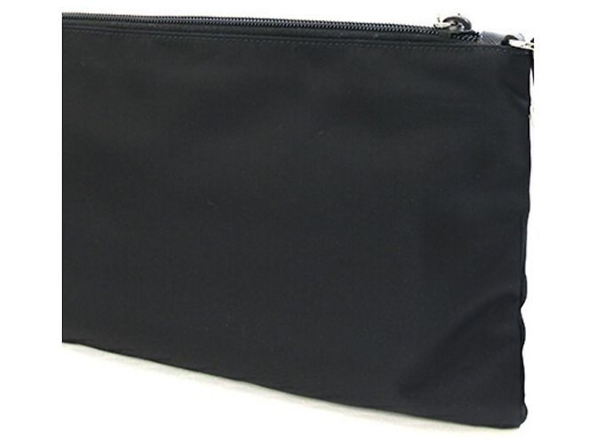 Clutch in nylon blu navy e nero Prada - vista 2