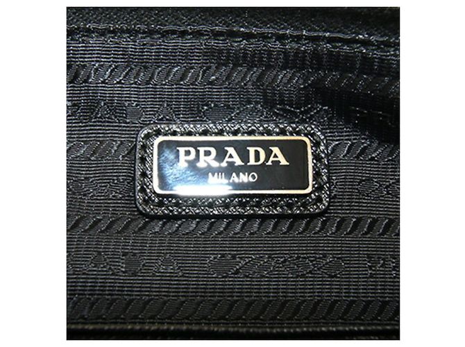 Clutch in nylon blu navy e nero Prada - vista 4