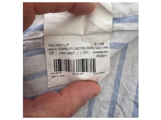 Camicia Burberry London in lino a righe bianco e azzurro Blu chiaro - vista 5