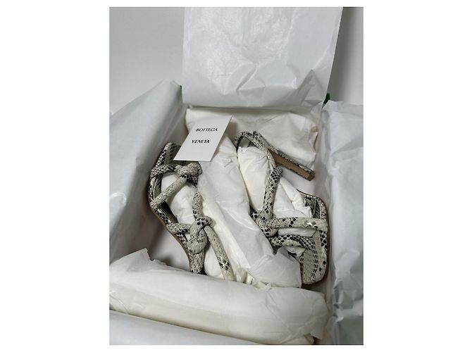 Knot Bottega Veneta Jimbo Sandale Python Print Weiß Größe 37.5 (Full set) Neu/Original Beige - Ansicht 2