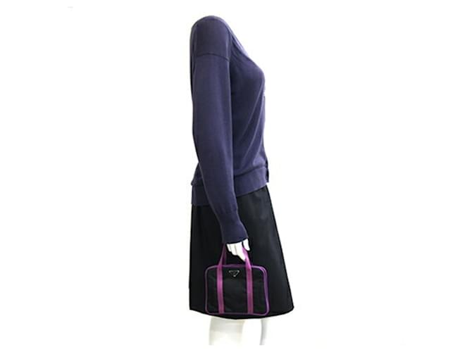Borsa Prada nera e viola Nero Porpora - vista 8