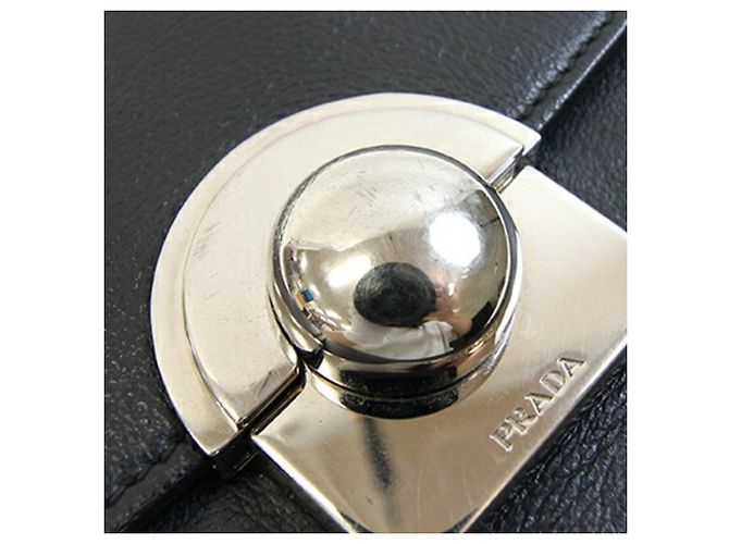 Borsa a tracolla in pelle nera Prada Nero - vista 6