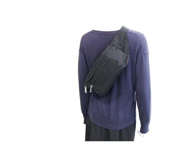 Borsa a tracolla Prada 2VL008 in nylon e pelle nera Nero - vista 10