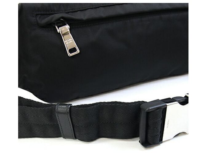 Borsa a tracolla Prada 2VL008 in nylon e pelle nera Nero - vista 7