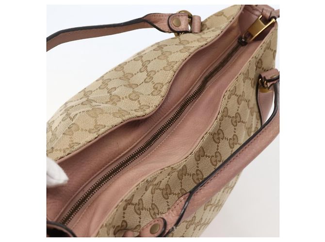 Gucci Vintage Interlocking G in tela e pelle Beige - vista 6