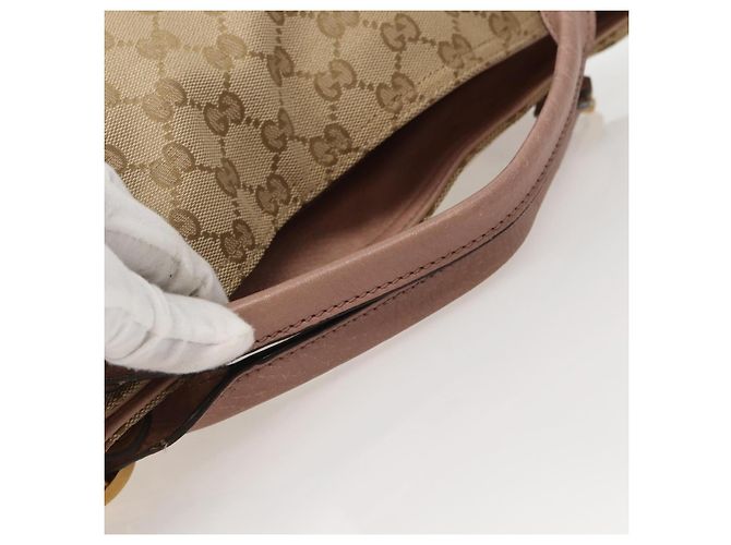 Gucci Vintage Interlocking G in tela e pelle Beige - vista 7