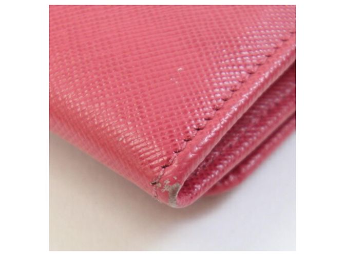 Saffiano Prada Bi-fold Long Wallet aus rosa Leder Pink Metallisch - Ansicht 3