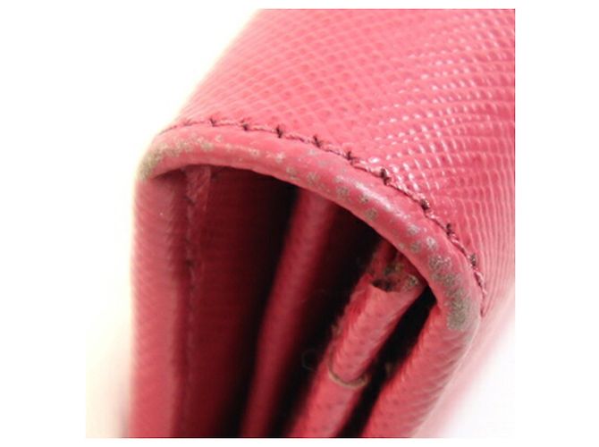 Saffiano Prada Bi-fold Long Wallet aus rosa Leder Pink Metallisch - Ansicht 4