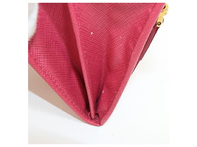 Saffiano Prada Bi-fold Long Wallet aus rosa Leder Pink Metallisch - Ansicht 7