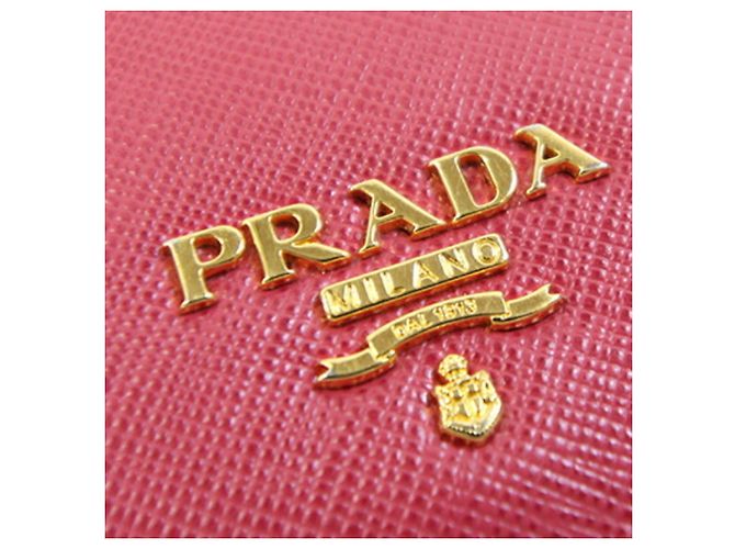 Saffiano Prada Bi-fold Long Wallet aus rosa Leder Pink Metallisch - Ansicht 9