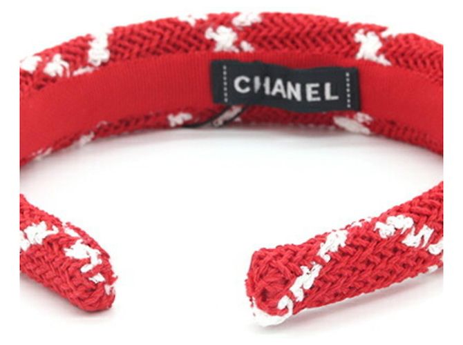 Cerchietto Chanel Matelassé in cotone rosso - vista 3