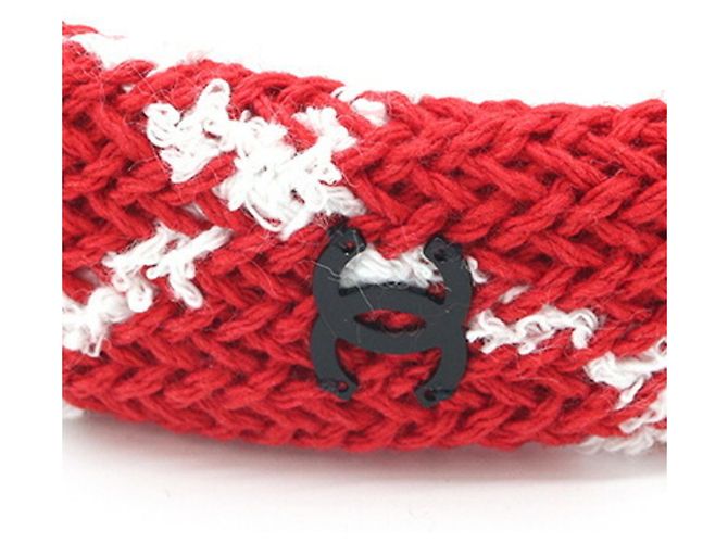 Cerchietto Chanel Matelassé in cotone rosso - vista 4