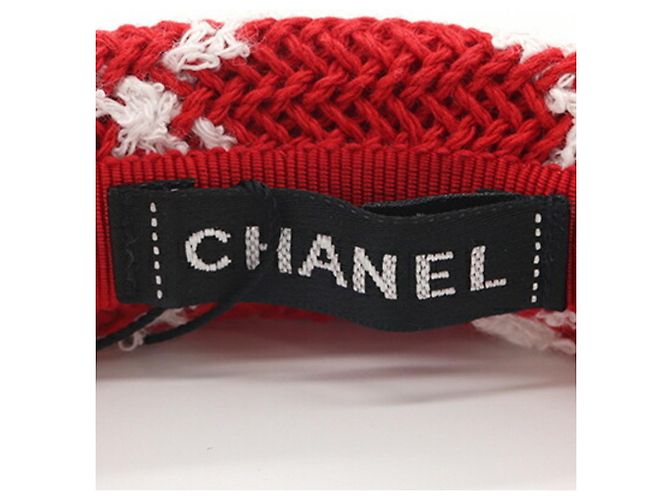 Cerchietto Chanel Matelassé in cotone rosso - vista 5