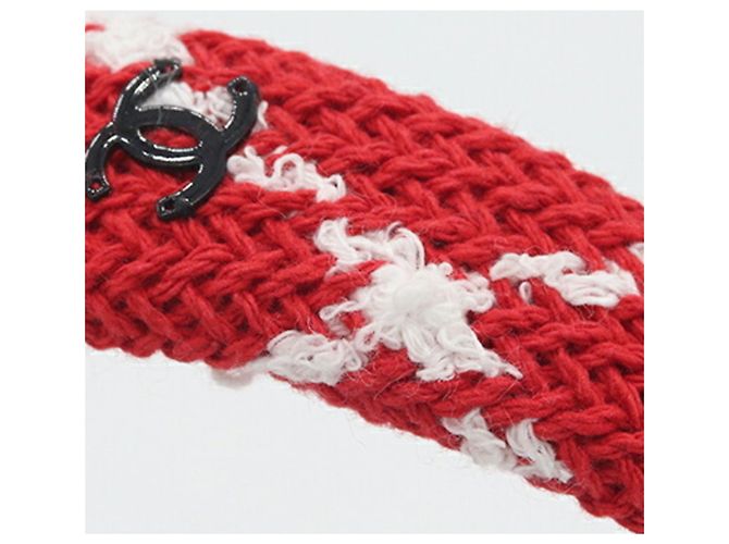 Cerchietto Chanel Matelassé in cotone rosso - vista 6