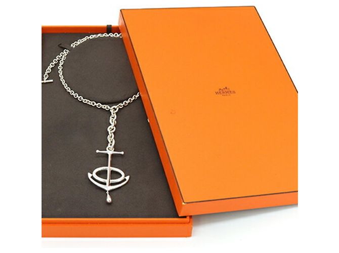 Hermès Collana Grand Large in argento sterling Hermes con pendente Chaine d'Ancre - vista 10