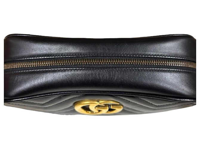 Borsa a tracolla Gucci GG Marmont in pelle nera Nero - vista 12