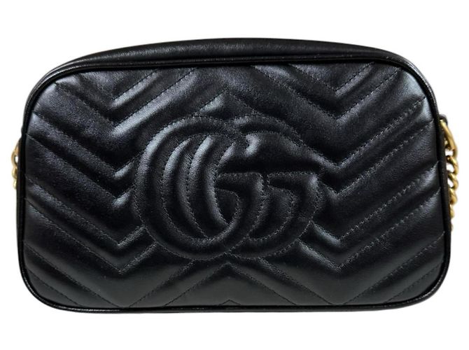 Borsa a tracolla Gucci GG Marmont in pelle nera Nero - vista 3