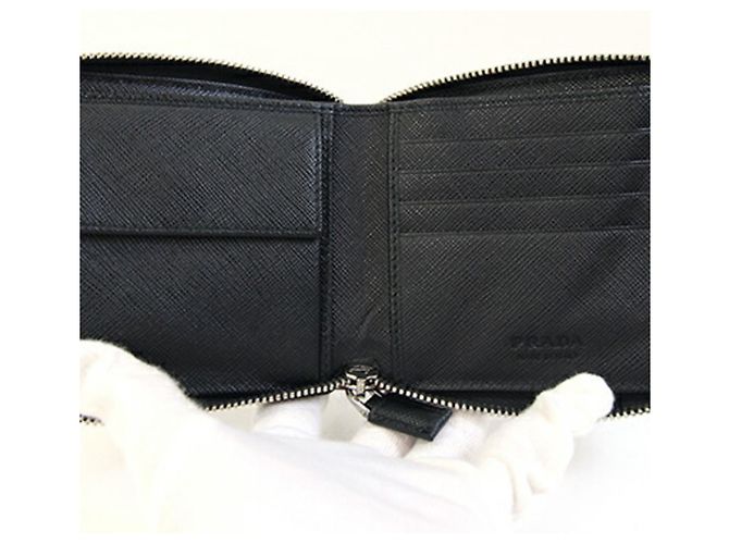 Prada Bi-Fold Wallet Black and Red Leather - view 4