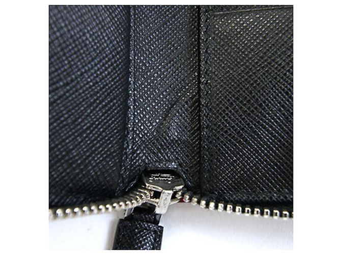 Prada Bi-Fold Wallet Black and Red Leather - view 9