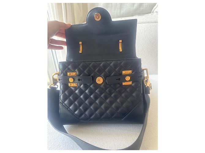 Balmain B-Buzz 23 gesteppte Leder Handtasche Schwarz - Ansicht 7