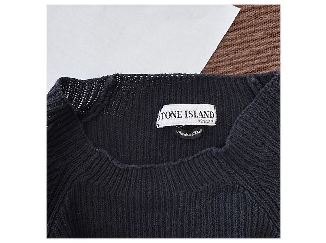Suéter de malha de algodão Stone Island azul marinho Preto - vista 3