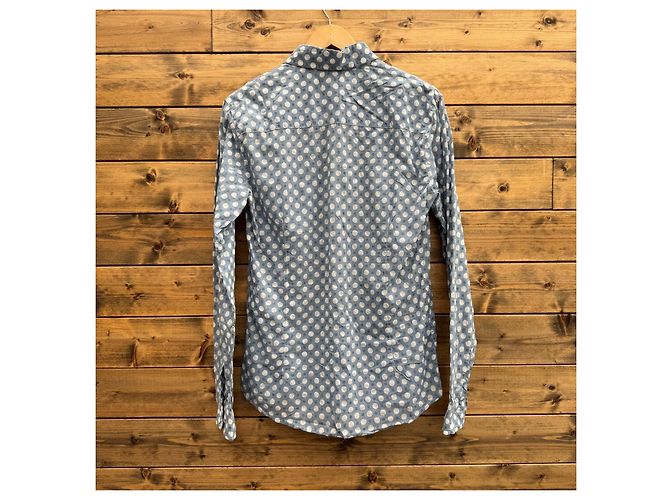 Camicia Armani Jeans azzurra a pois in cotone Bianco Blu - vista 2