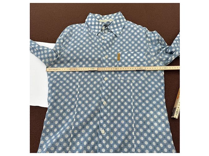 Camicia Armani Jeans azzurra a pois in cotone Bianco Blu - vista 6