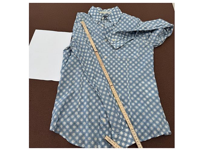 Camicia Armani Jeans azzurra a pois in cotone Bianco Blu - vista 8
