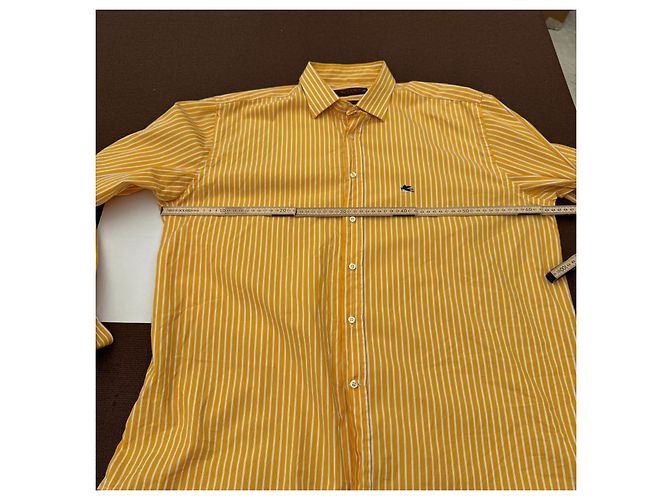 Etro Milano Camisa de Algodão Listrada Slim Fit Branco Amarelo - vista 5