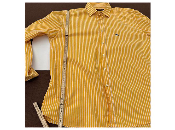 Etro Milano Camisa de Algodão Listrada Slim Fit Branco Amarelo - vista 6