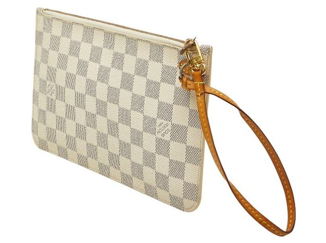 Borsa Louis Vuitton Damier Azur Neverfull MM con Accessory Pouch Bianco - vista 2