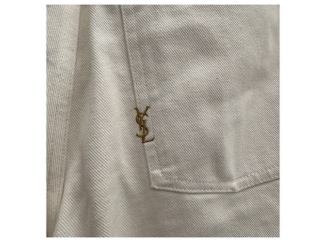 Pantalones Yves Saint Laurent Rive Gauche Algodón Blanco Roto Beige - vista 3
