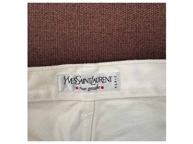 Pantalones Yves Saint Laurent Rive Gauche Algodón Blanco Roto Beige - vista 4