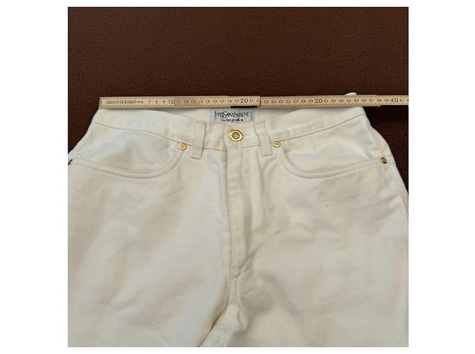 Pantalones Yves Saint Laurent Rive Gauche Algodón Blanco Roto Beige - vista 6