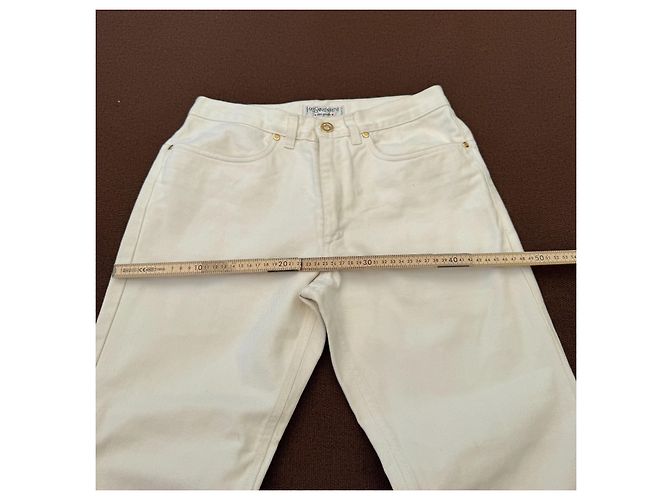 Pantalones Yves Saint Laurent Rive Gauche Algodón Blanco Roto Beige - vista 7