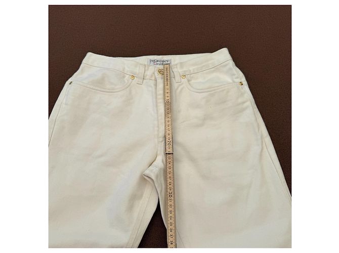 Pantalones Yves Saint Laurent Rive Gauche Algodón Blanco Roto Beige - vista 8