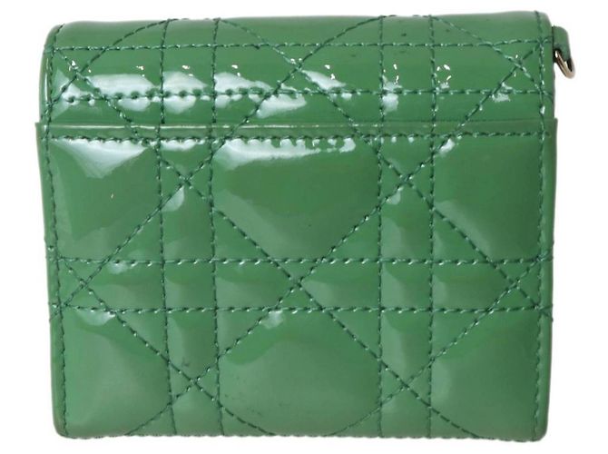 Cartera tríptico Christian Dior Cannage Verde - vista 2