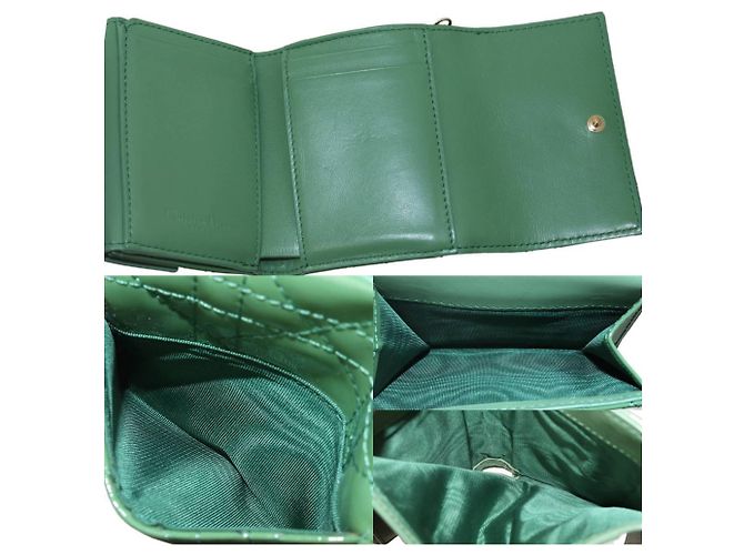 Cartera tríptico Christian Dior Cannage Verde - vista 3