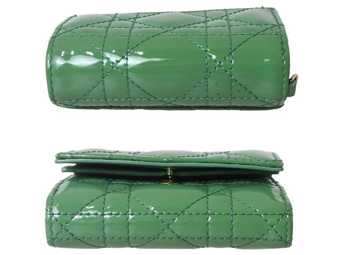 Cartera tríptico Christian Dior Cannage Verde - vista 4