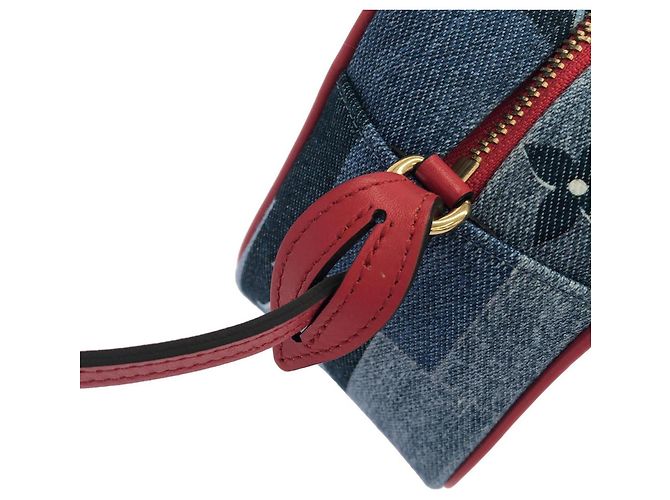 Pochette da spiaggia Louis Vuitton Denim Monogram Rosso Blu - vista 6