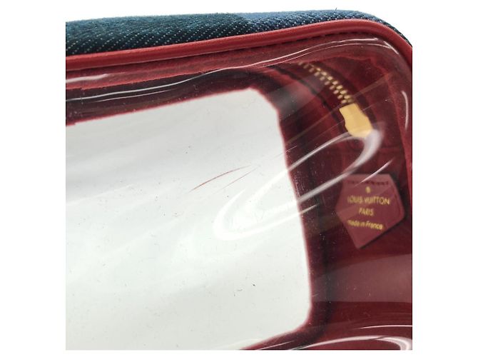 Pochette da spiaggia Louis Vuitton Denim Monogram Rosso Blu - vista 7