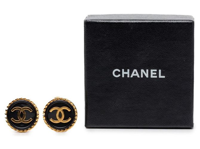 Orecchini a clip Vintage Chanel Coco Mark Nero D'oro - vista 4