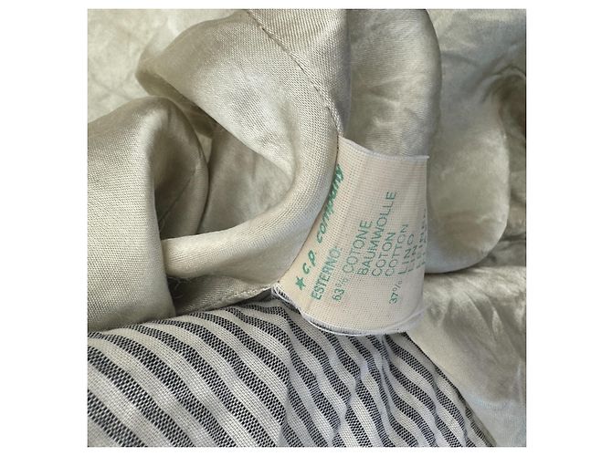 Autre Marque Blazer a righe C.P. Company in cotone e lino Bianco Blu scuro - vista 5