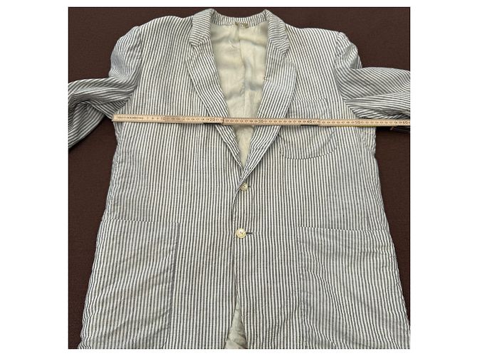 Autre Marque Blazer a righe C.P. Company in cotone e lino Bianco Blu scuro - vista 6