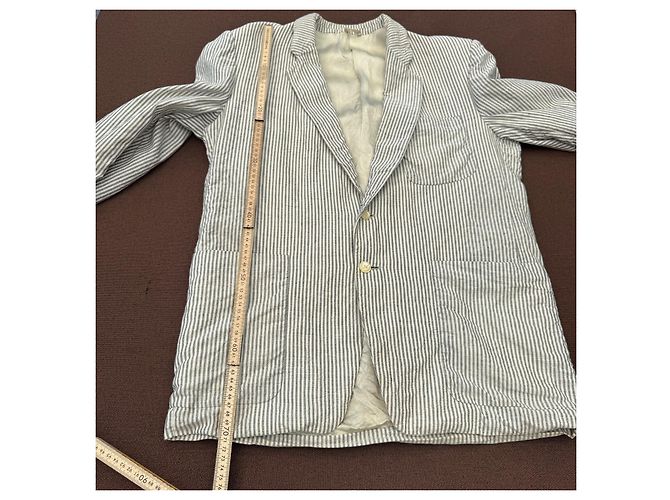 Autre Marque Blazer a righe C.P. Company in cotone e lino Bianco Blu scuro - vista 7
