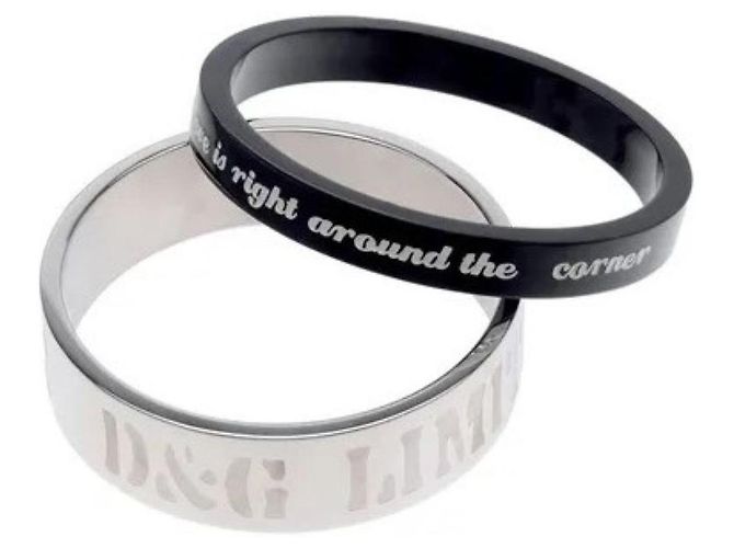 Dolce & Gabbana Collezione Words Set di Bangle Limited Edition Nero Argento - vista 2