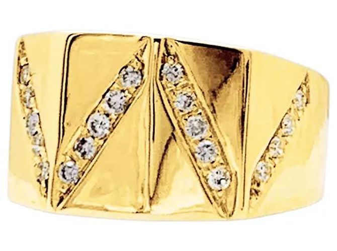 Autre Marque Gelbgoldring mit Diamantlinien - Ansicht 2