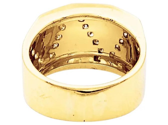 Autre Marque Gelbgoldring mit Diamantlinien - Ansicht 4