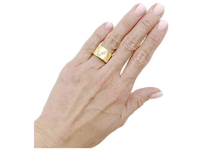 Autre Marque Gelbgoldring mit Diamantlinien - Ansicht 7